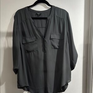 Torrid Gray 3/4 Sleeve Relaxed Blouse